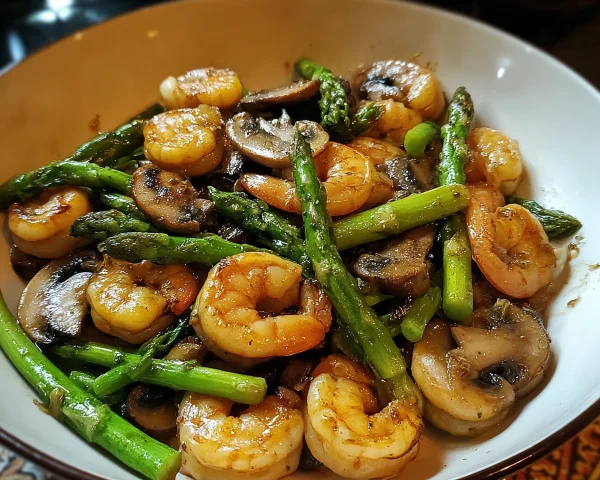 Quick Shrimp & Asparagus Stir-Fry with Mushrooms