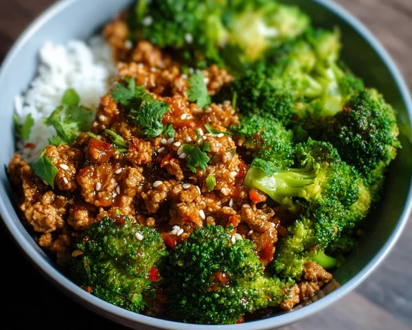 Quick Sweet & Spicy Ground Turkey Broccoli Bowls