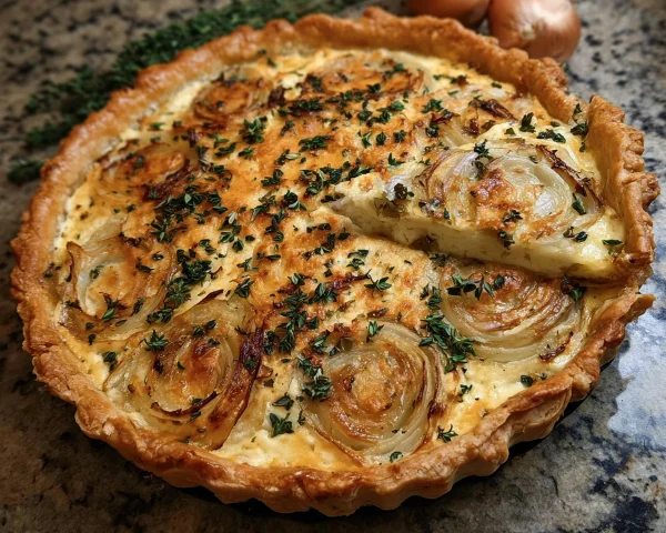 Savory Onion & Herb Tart with Creamy Cheese Filling