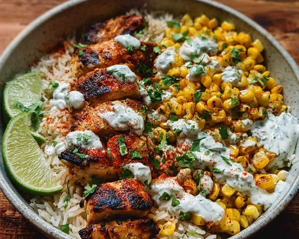 Street Corn Chicken Rice Bowl: High Protein Meal Prep